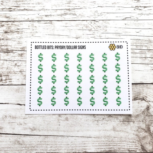 Bottled Bits // Payday // Dollar Signs // Mini Stickers (Set of 35) Item #1047