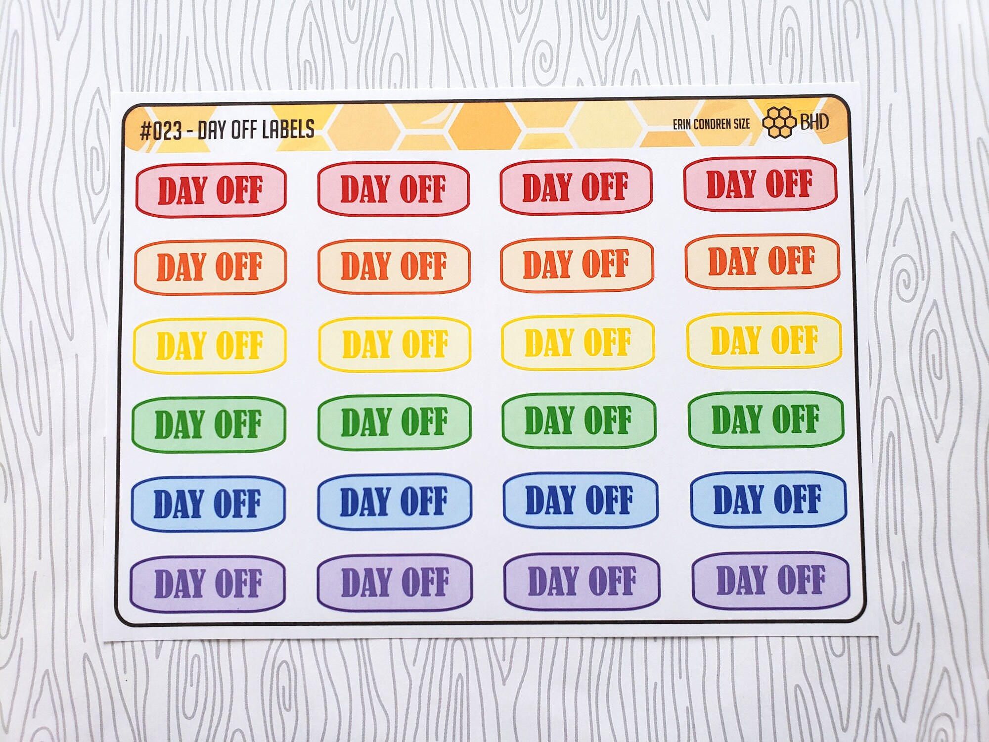 Day Off Labels (Set of 24) Item #023