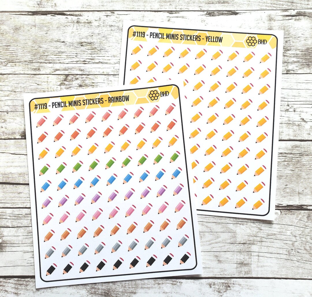 Sticker Mps Mini Note Pencil Minis Stickers (set of 90) Item #1119 - Etsy