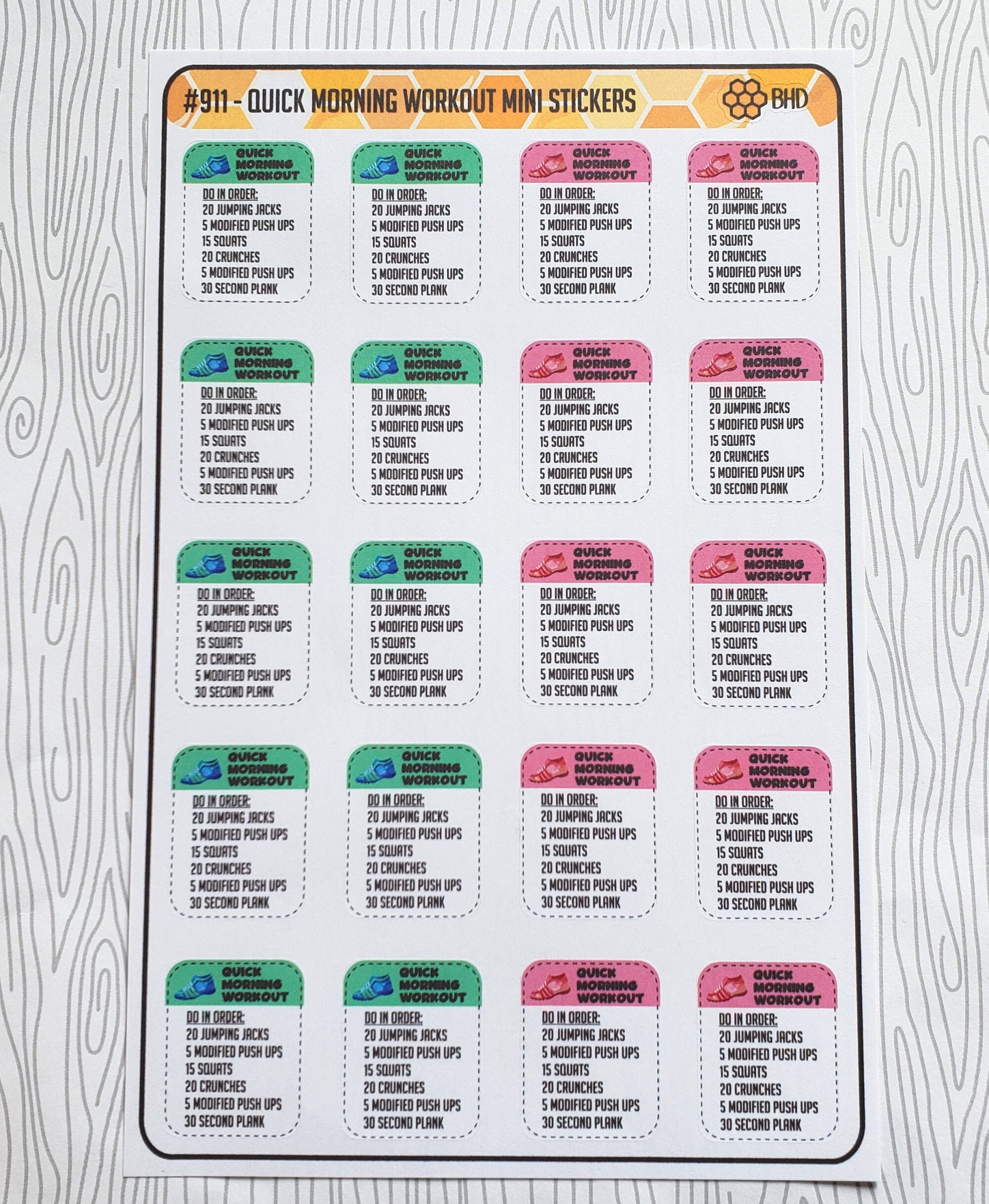 Quick Morning Workout Mini Stickers Recollections Hobonichi Weeks Bullet Journaling set of 20 Item 911 Etsy