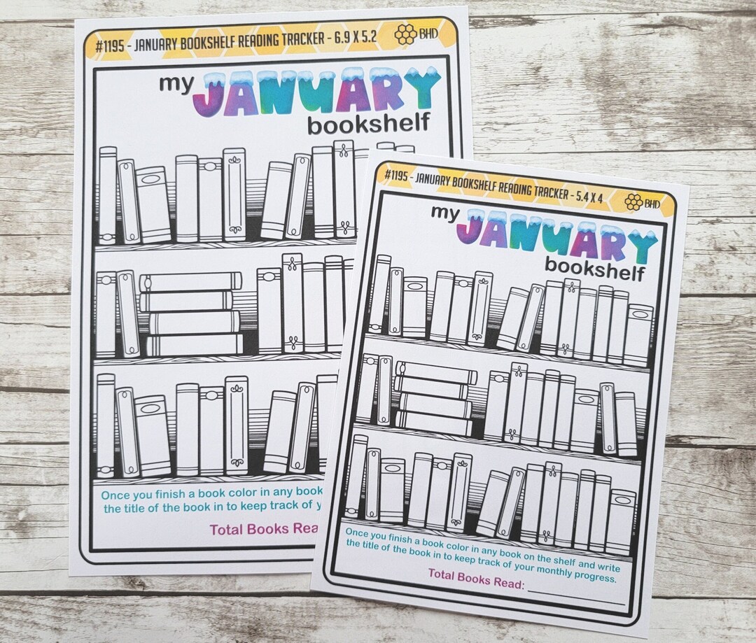 January Bookshelf Reading Tracker 1 Sheet Item 1195 Etsy