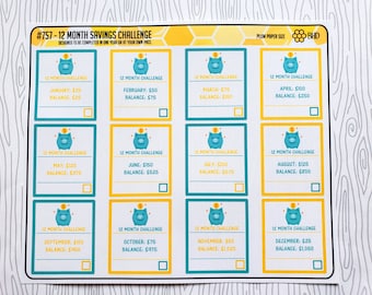 12 Month  Savings Challenge (Set of 12) Item #757