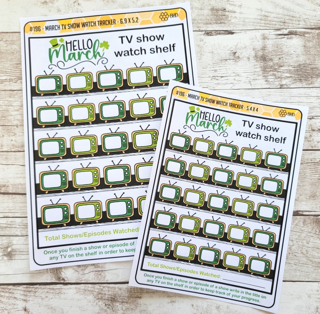 March TV Show Watch Tracker 1 Sheet Item 196 Etsy