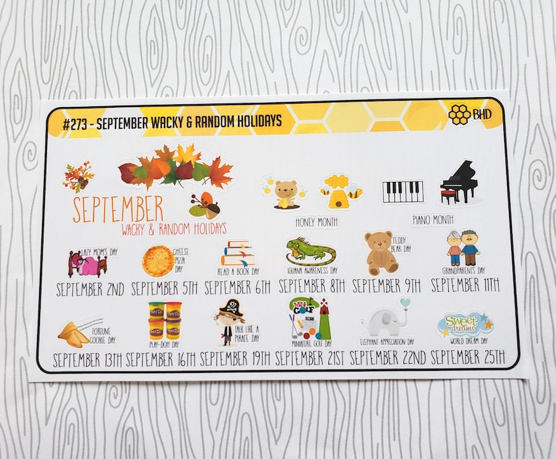 September Wacky & Random Holidays set of 16 Item 273 Etsy