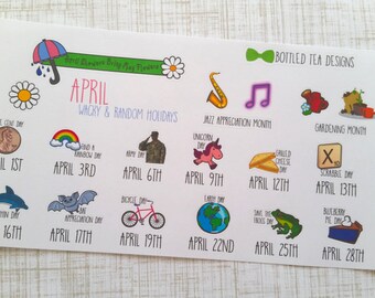 April Wacky & Random Holiday Stickers (Set of 16) Item #163