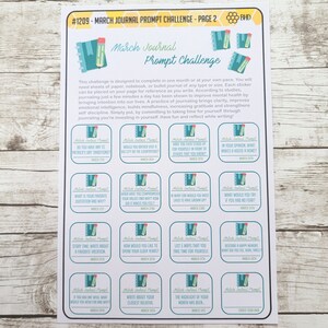 March Journal Prompt Challenge (Set of 2 Sheets) Item #1209 image 2
