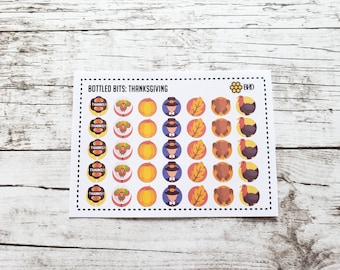 Bottled Bits // Thanksgiving // Mini Stickers (Set of 35) Item #950