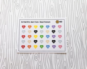 Bottled Bits // Heart Rate/Blood Pressure // Mini Stickers (Set of 35) Item #696