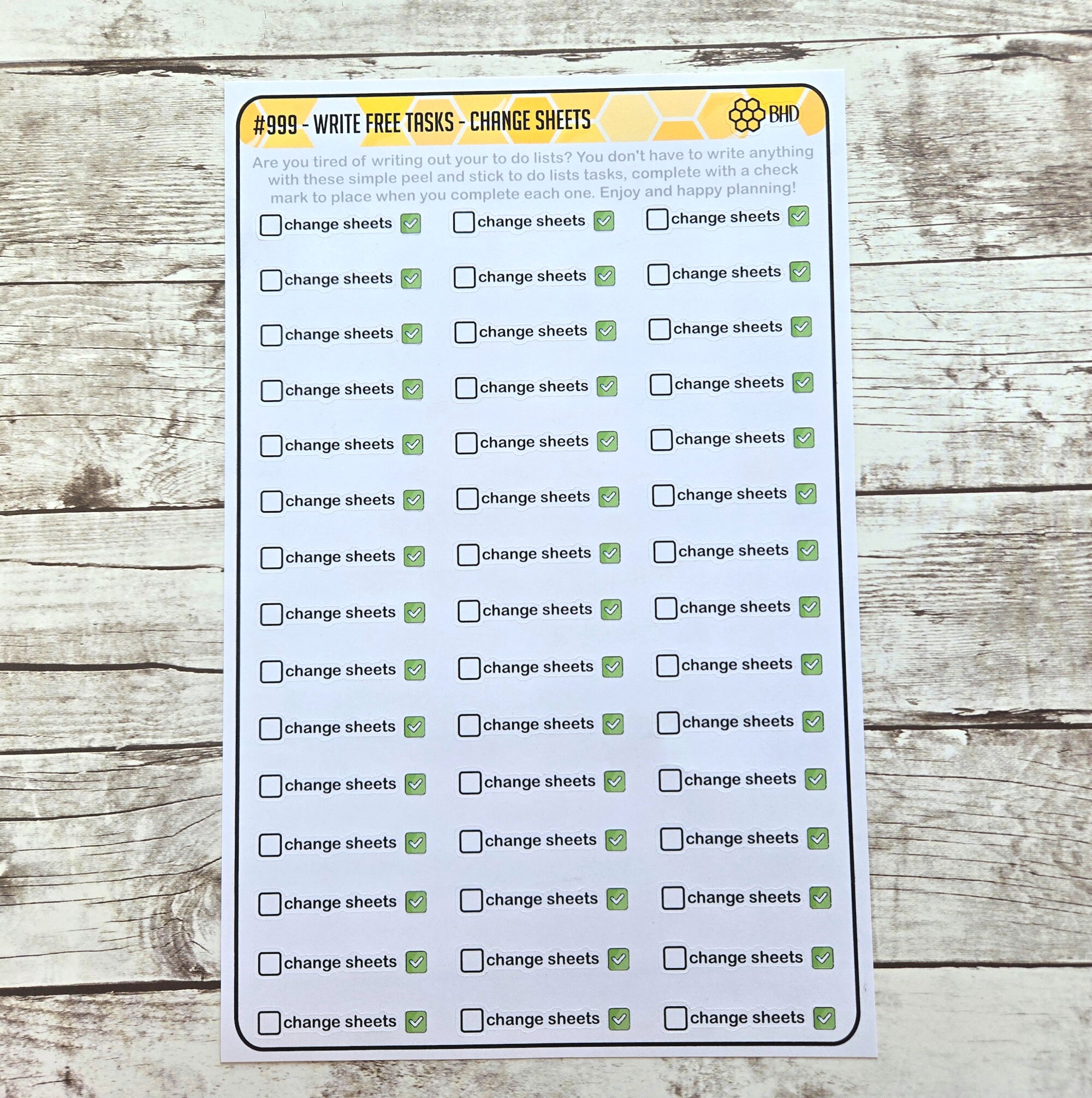 Write Free Tasks / Change Sheets / Recycling Stickers (1 Sheet) Item ...