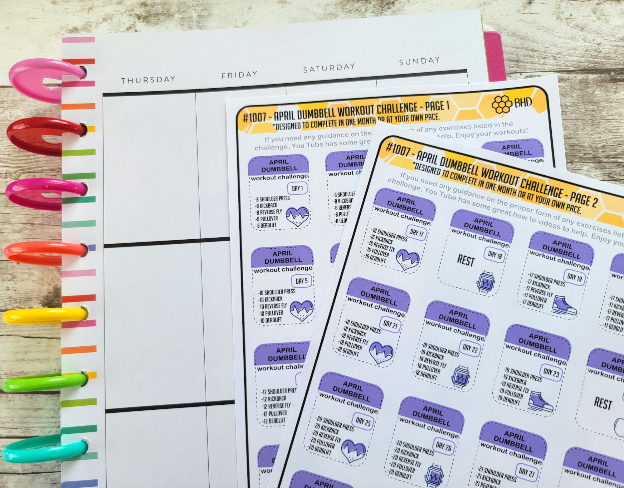 April Dumbbell Workout Challenge (set of 2 Sheets) Item #1007 - Etsy