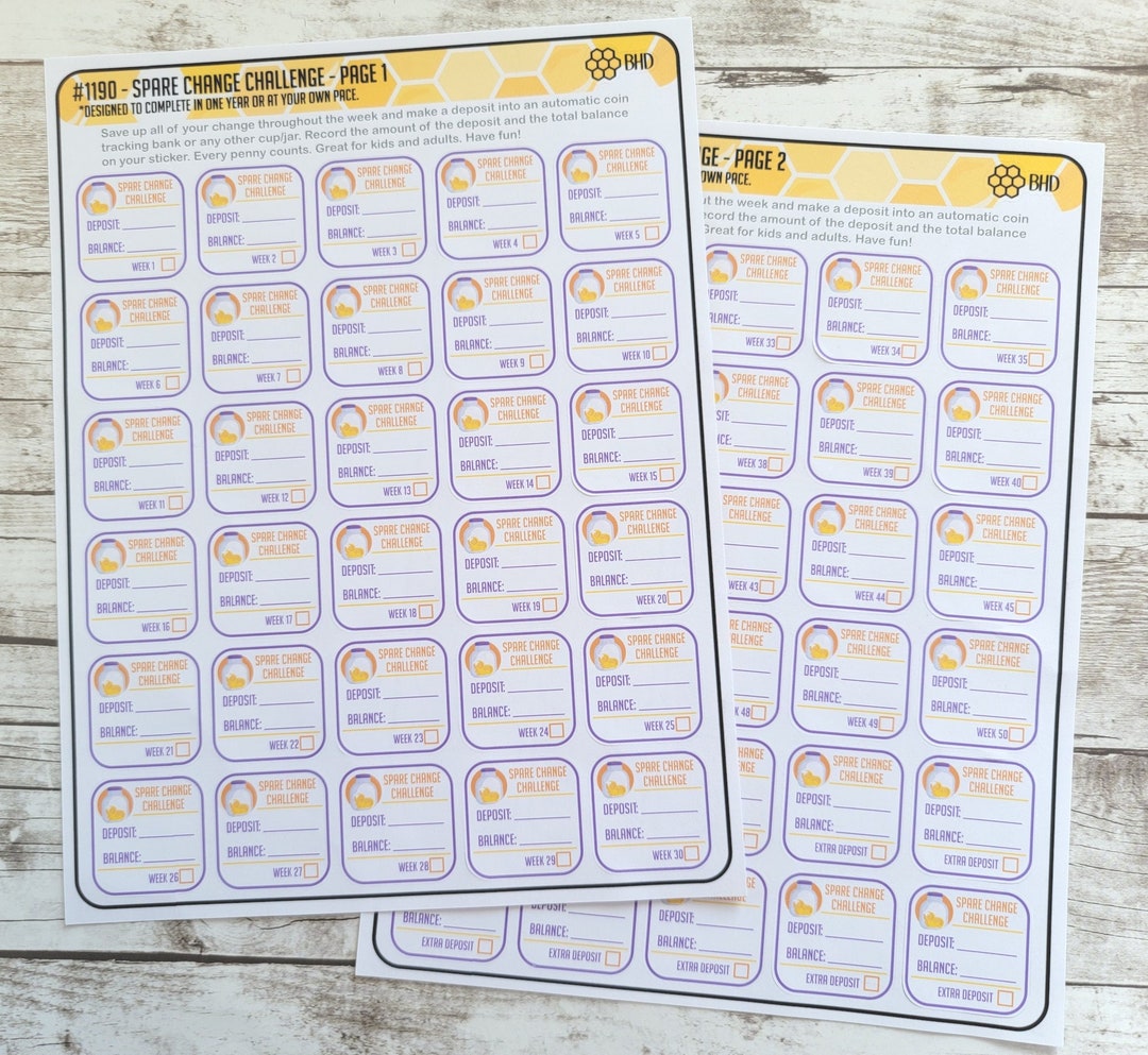 Spare Change Challenge (set of 60) Item #1190 - Etsy