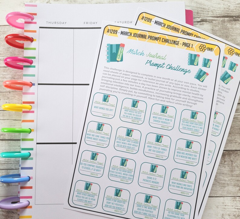 March Journal Prompt Challenge (Set of 2 Sheets) Item #1209 image 3