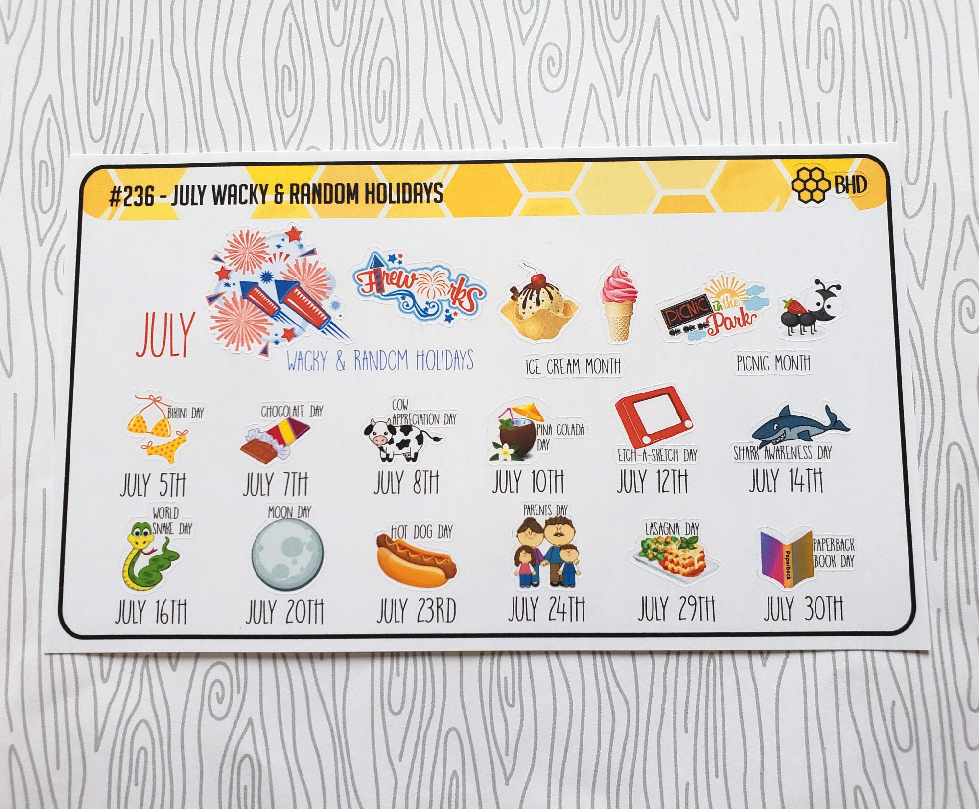 July Wacky & Random Holidays (Set of 16) Item #236