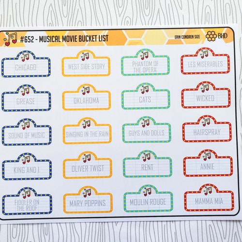 Musical Movieplay Bucket List set of 20 Item 652 Etsy