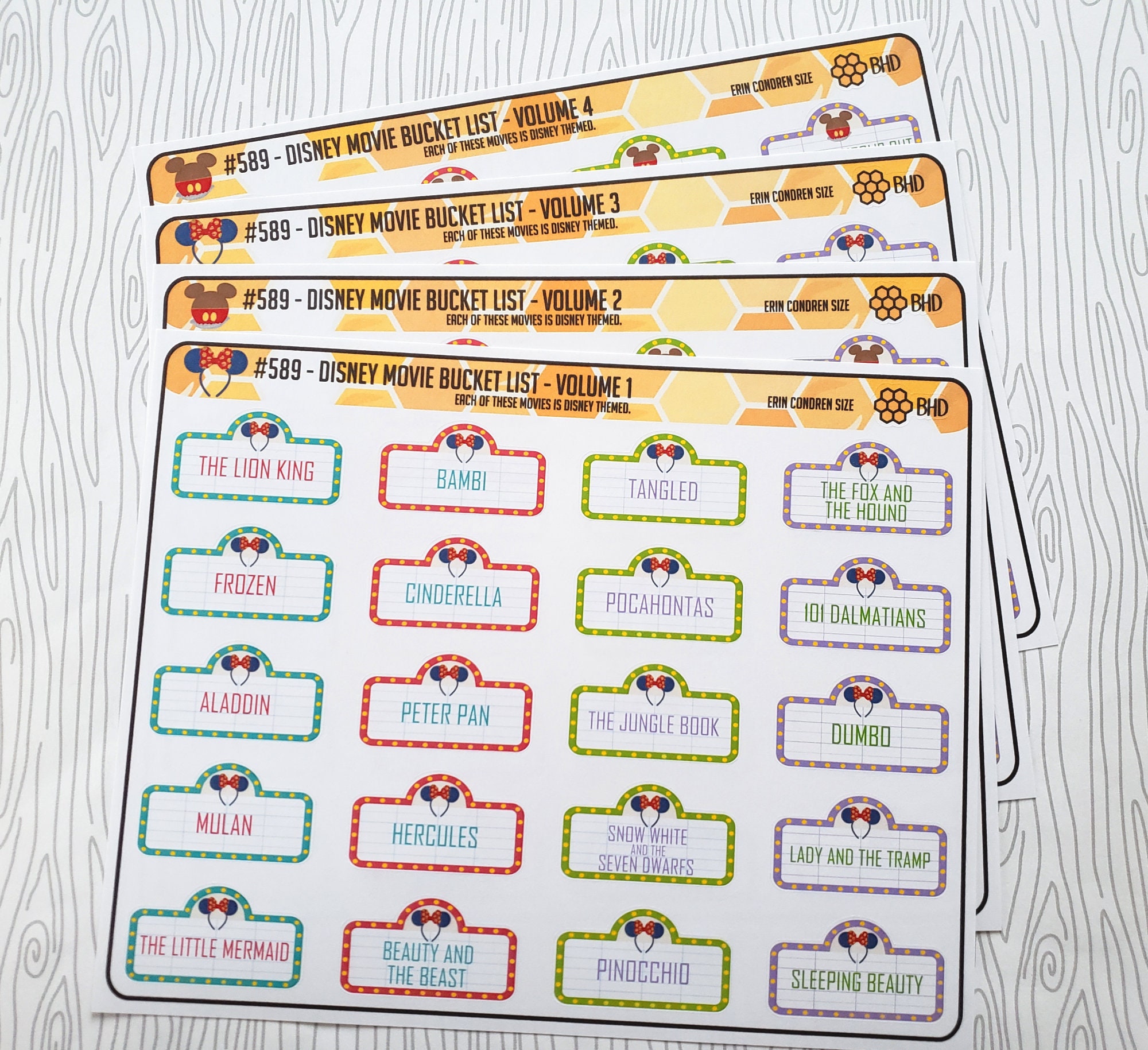 Disney Movie Bucket Lists // Choice of Volume 1 thorough 4 (Set of 20…