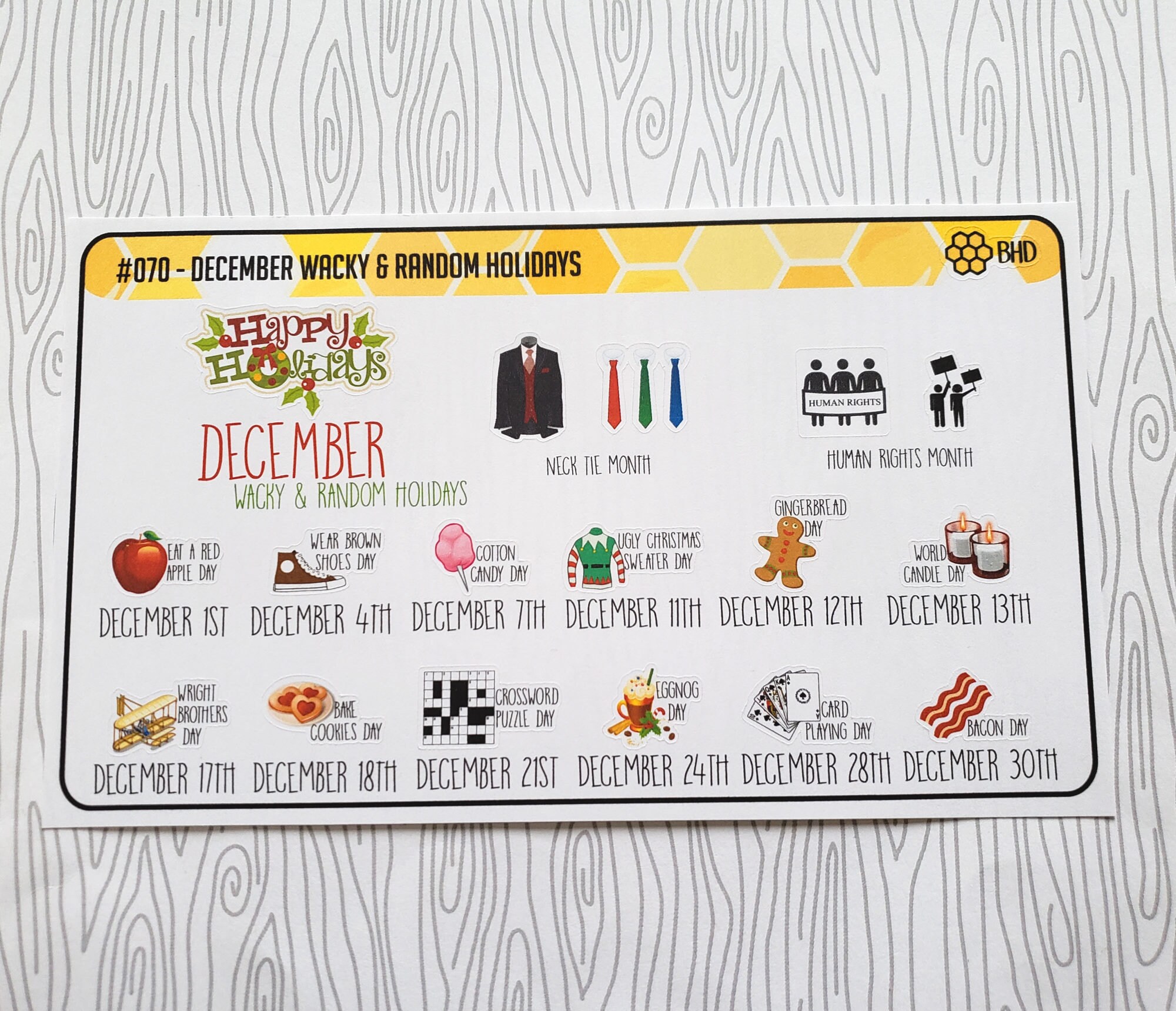 December Wacky & Random Holiday Stickers (Set of 16) Item #070