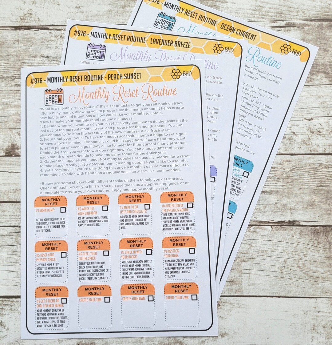 Monthly Reset Routine Stickers // Choice of 3 Colors (set of 1 Sheet ...