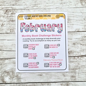 February Monthly Book Challenge Stickers // Volume 3 Set of 7 Item 233 image 1