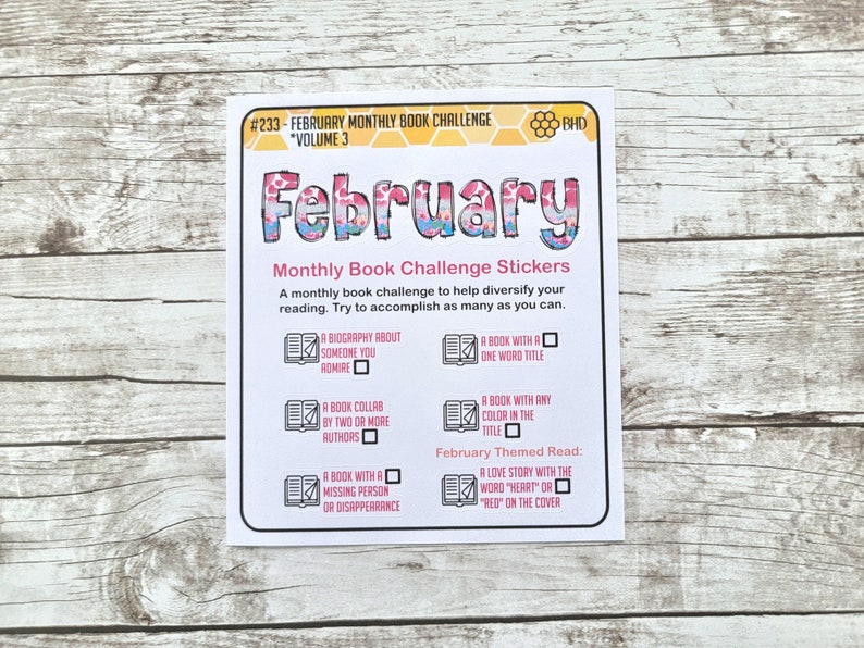 February Monthly Book Challenge Stickers // Volume 3 Set of 7 Item 233 image 1