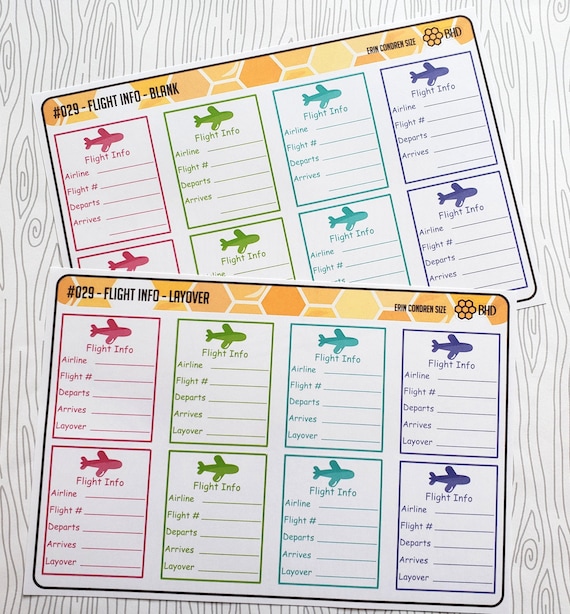 Flight Information Labels (Set of 8) Item #029