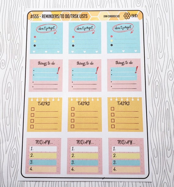 Reminders // to Do // Task Lists set of 12 Item 555 Etsy
