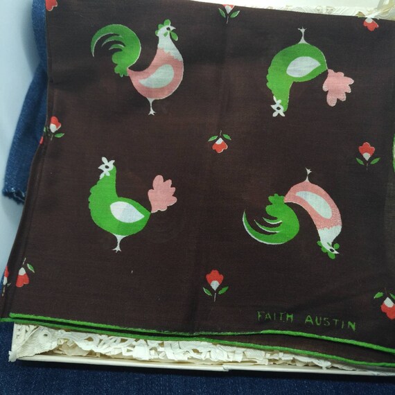 Faith Austin Designer Handkerchief Rooster Design… - image 4