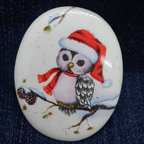 Hand Painted Porcelain Christmas Bird on Branch m… - image 1