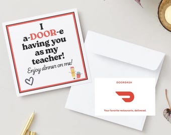 Teacher Appreciation Gift - Card for DoorDash Gift Card - Digital Download