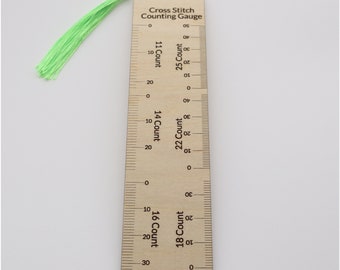 Engraved Wooden Stitch Counting Gauge | Ruler | Stitch Count | Fabric Counting Gauge | Stitching Ruler