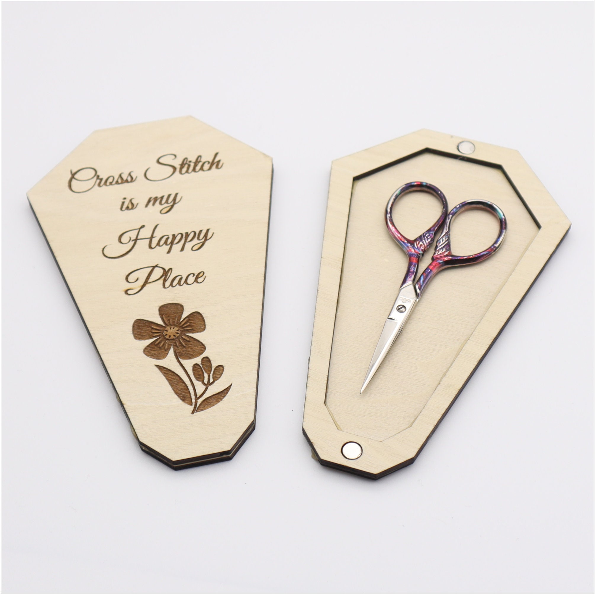 Engraved Wooden Scissors Case: Cross Stitch Organizer - Etsy