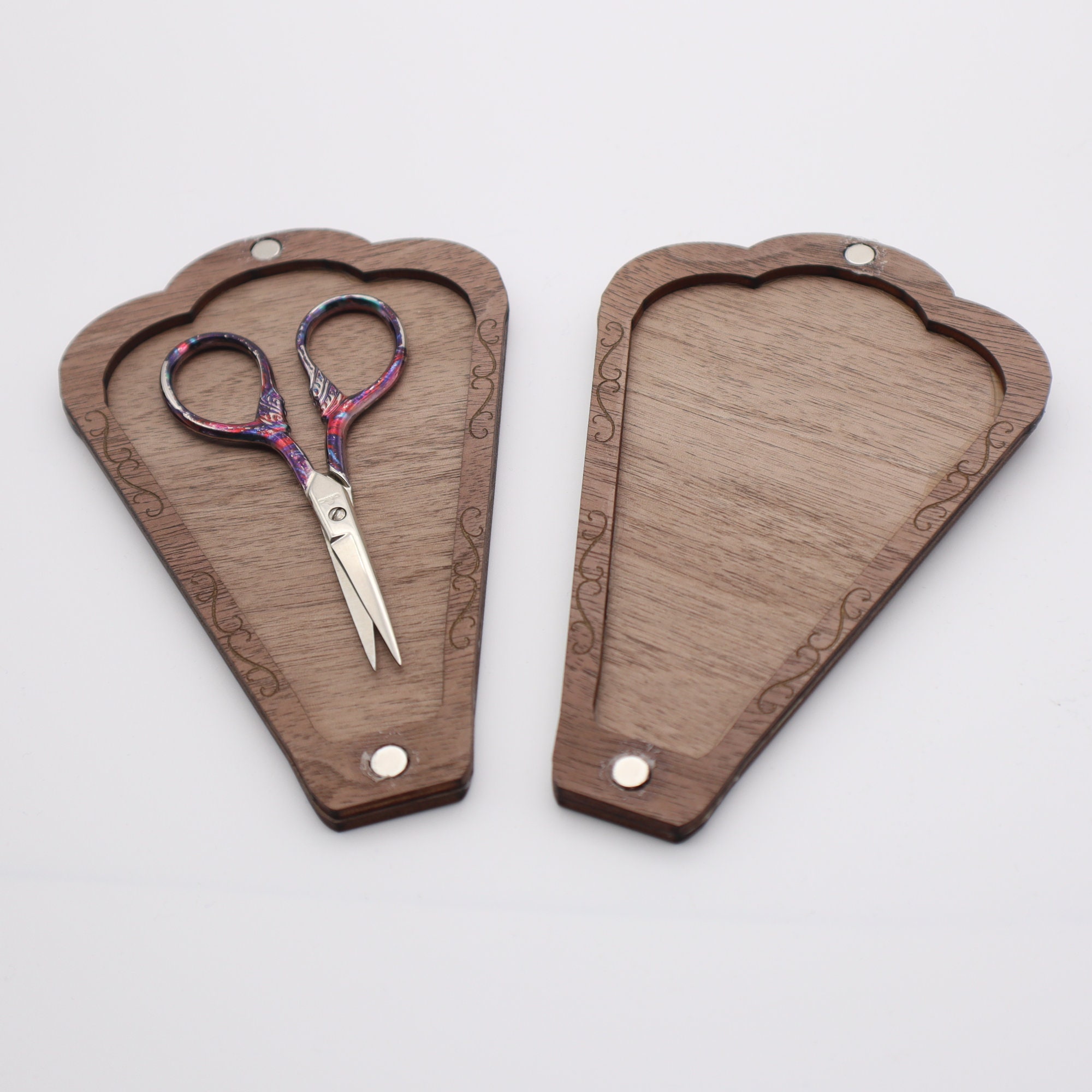 Engraved Wooden Scissors Case: Cross Stitch Therapy Design - Etsy