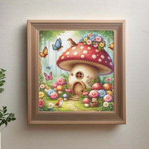 Mushroom Fairy House Full Coverage Cross Stitch Pattern | Instant Download PDF | Cross Stitch Chart | Pattern Keeper Compatible