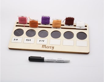 Engraved Wooden Stitching Tray | Tool Tray | Floss Bobbin Stand | Cross Stitch Needle Holder | Stitching Organizer | Personalized