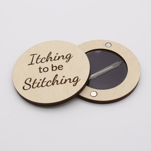 Engraved Wooden Needle Case | Needle Box | Needle Storage Case | Needle Holder | Round - Itching to be Stitching