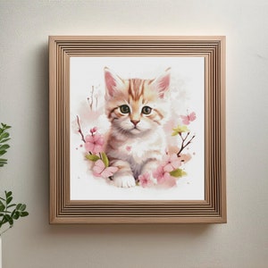 Spring Kitten Full Coverage Cross Stitch Pattern | Instant Download PDF | Cross Stitch Chart | Pattern Keeper Compatible