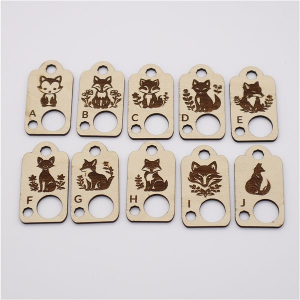 Engraved Wooden Thread/Floss Drops - Foxes