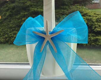 Beach Flower girl Basket / Starfish Flower Girl Basket  / Turquoise Starfish Basket / Tropical Wedding Flower Girl / Coastal Wedding Basket