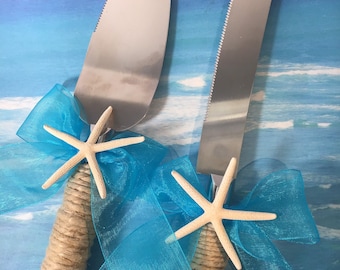 Starfish Wedding Knife and Server Set /  Beach Wedding Accessories / Cake Knives
