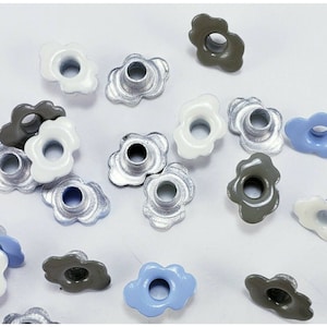 Cloud Eyelets 24 pcs White Gray Blue Paper Art Crafts Scrapbooking Handmade Cards Stamping Embellishments