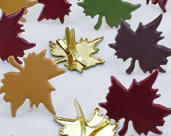 Autumn 4 large and 6 small yellow Colors red good for crafting and scrapbooking brown Lot of Die Cut Leather Leaves in Fall
