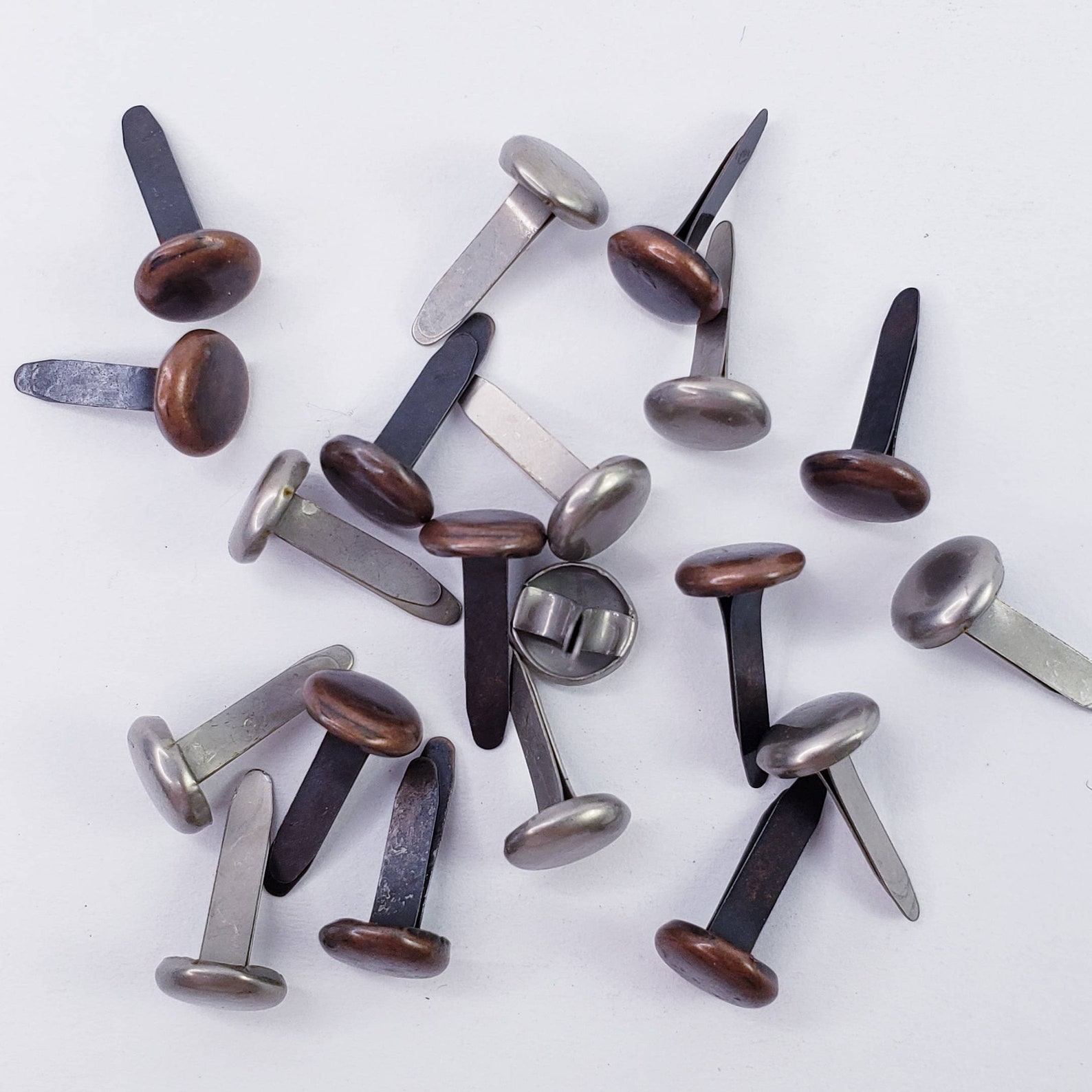 Set of 20 Round Brads Antique Copper Pewter Cardmaking Junk Journals