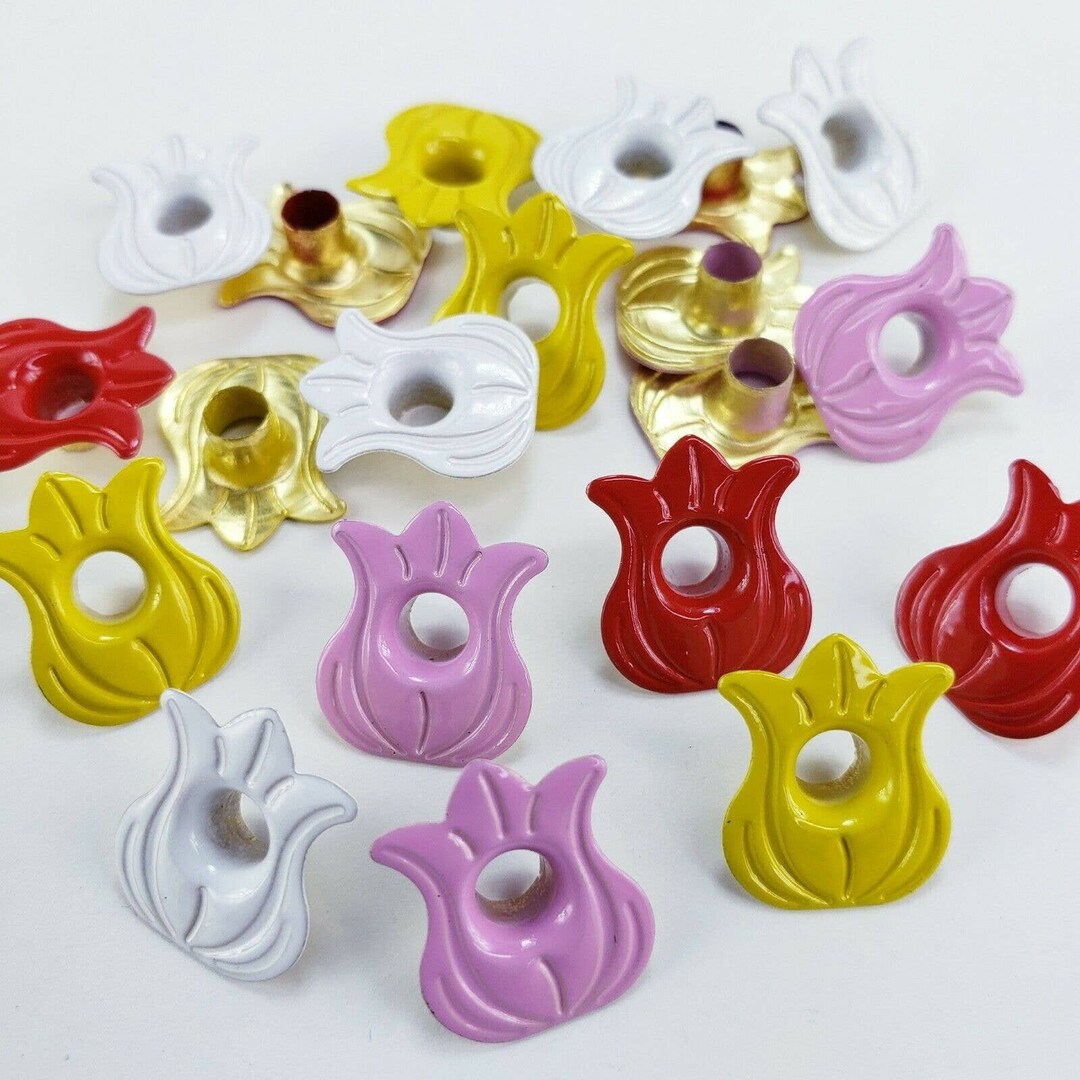 20 Tulip Eyelets Flowers Handmade Cards Scrapbooking Crafts Stamping ...