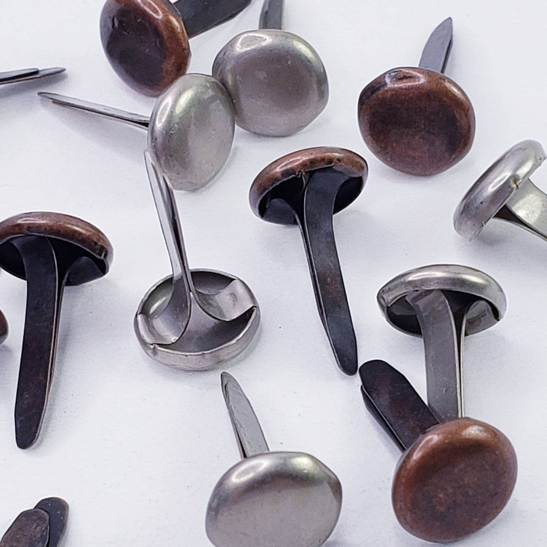 Set of 20 Round Brads Antique Copper Pewter Cardmaking Junk Journals