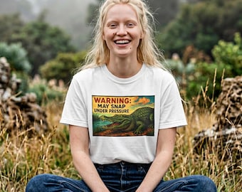 Warning May Snap Under Pressure Alligator T-shirt | Retro Crocodile Graphic Tee