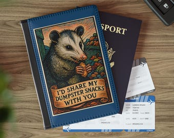 Possum Illustration Ich würde meine Dumpster Snacks mit Ihnen Passhülle teilen | Beutel