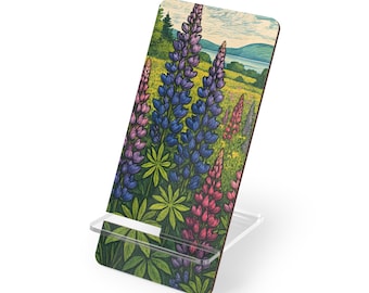 Lupine Wildflower Field Mobile Display Stand for Smartphones | Floral Phone Stand