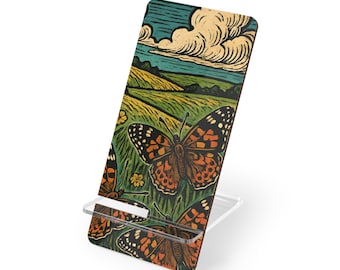 mobile de présentation Painted Ladies Butterfly Meadow | Support pour téléphone floral nature