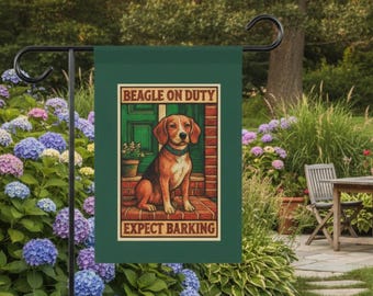 Beagle on Duty Expect Barking Garden Flag | Yard Banner