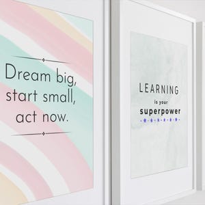 20 Classroom Posters, Inspirational, Motivation, Growth Mindset, Boho Modern Classroom, School Printables, Classroom Decor, Bulletin Board