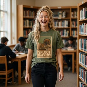 Squirrel Sploot Illustration Tee - Quirky Woodland Animal Nature Lover Gift Shirt